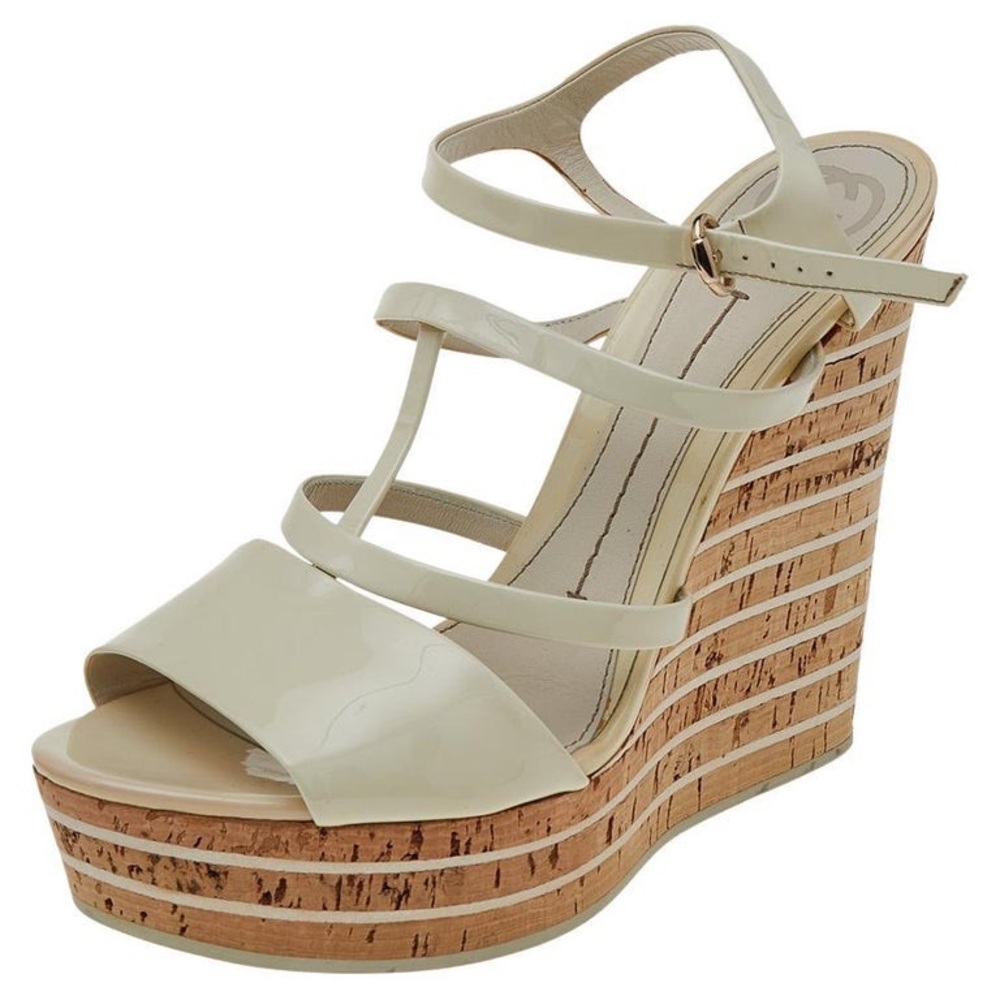 Gucci Cream Cork Wedge Sandal Size 5.5